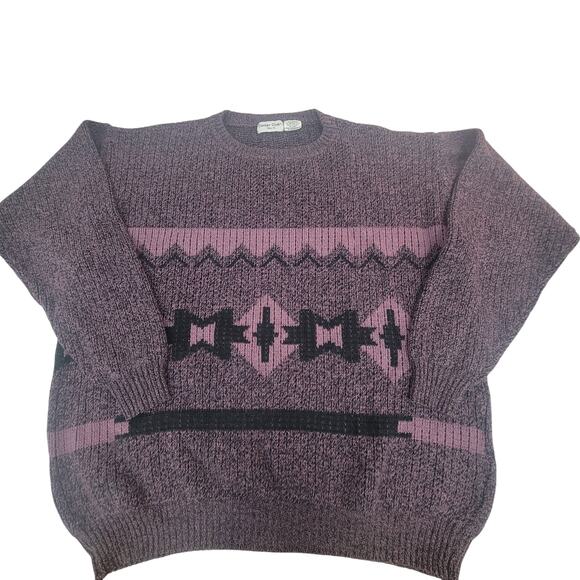 Vintage Career Club Purple Geometric Sweater - XL Tall - Picture 1 of 4